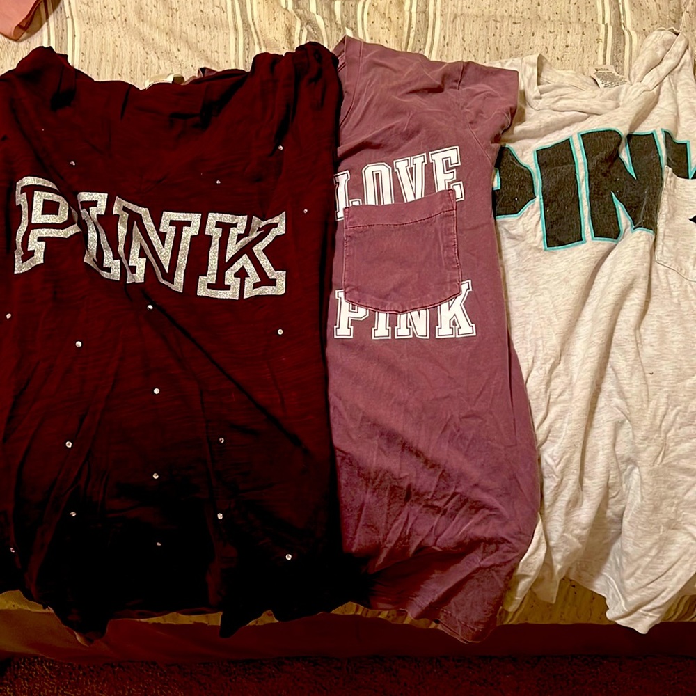 Pink Victoria Secret bundle 3 Shirts XS and Small